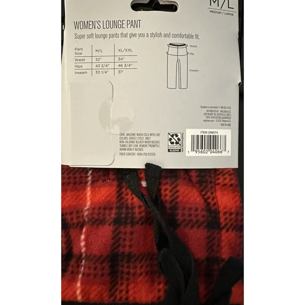 West Loop Red Plaid Super Soft Sleep/Lounge Pajama Pants M/L Men 835 - Picture 2 of 2